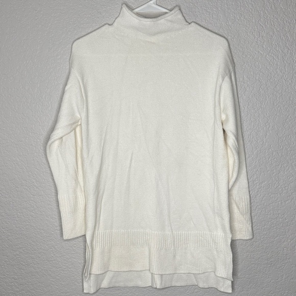 Anthropologie Moth Saskia Mock Neck Winter White Knit Sweater XS Minimalist - Picture 2 of 8